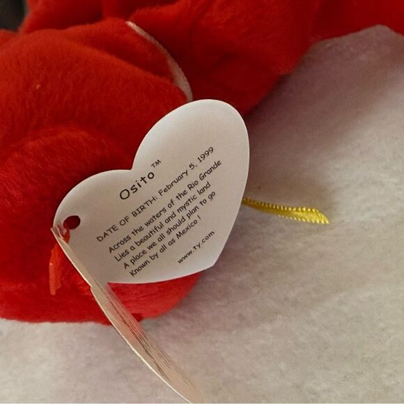 TY Osito Mexico Red Teddy Bear Beanie Baby Plush Toy - Picture 4 of 4